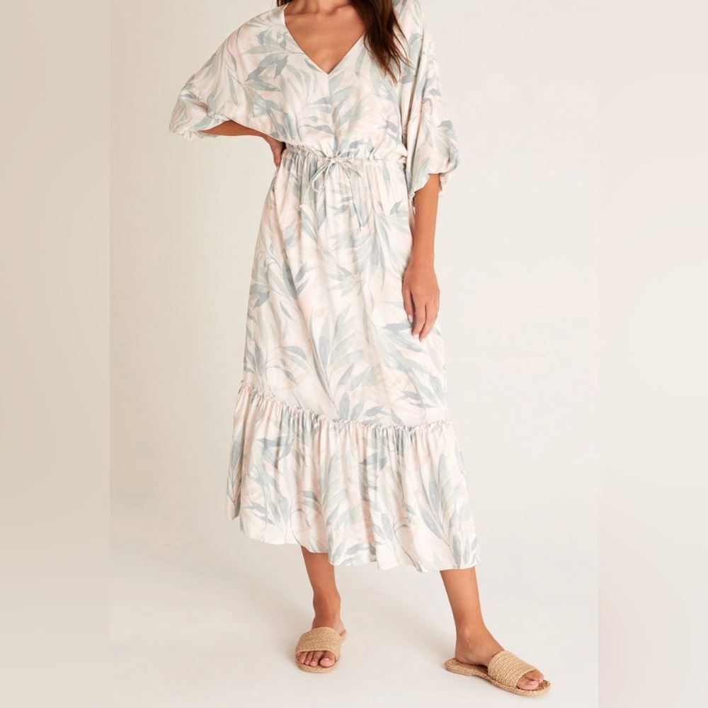 NWT Z Supply Adley Oasis Midi Dress Miss Grey, Green and Taupe Medium